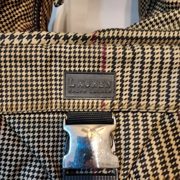 Ralph Lauren Purse Light weight Vegan Houndstooth satchel bag strap buckle - Picture 3 of 12